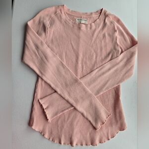 We The Free Free People Light Pink Waffle Knit Long Sleeve Top Size M